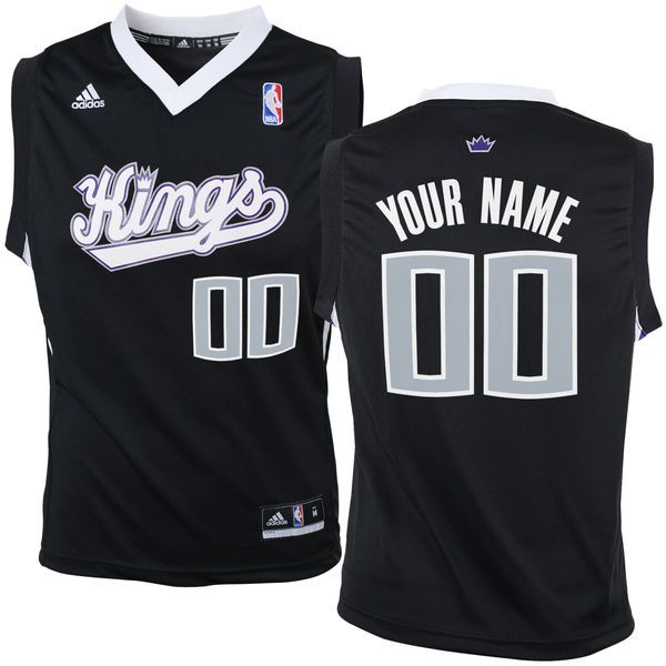 Adidas Sacramento Kings Youth Customizable Replica Alternate Black NBA Jersey